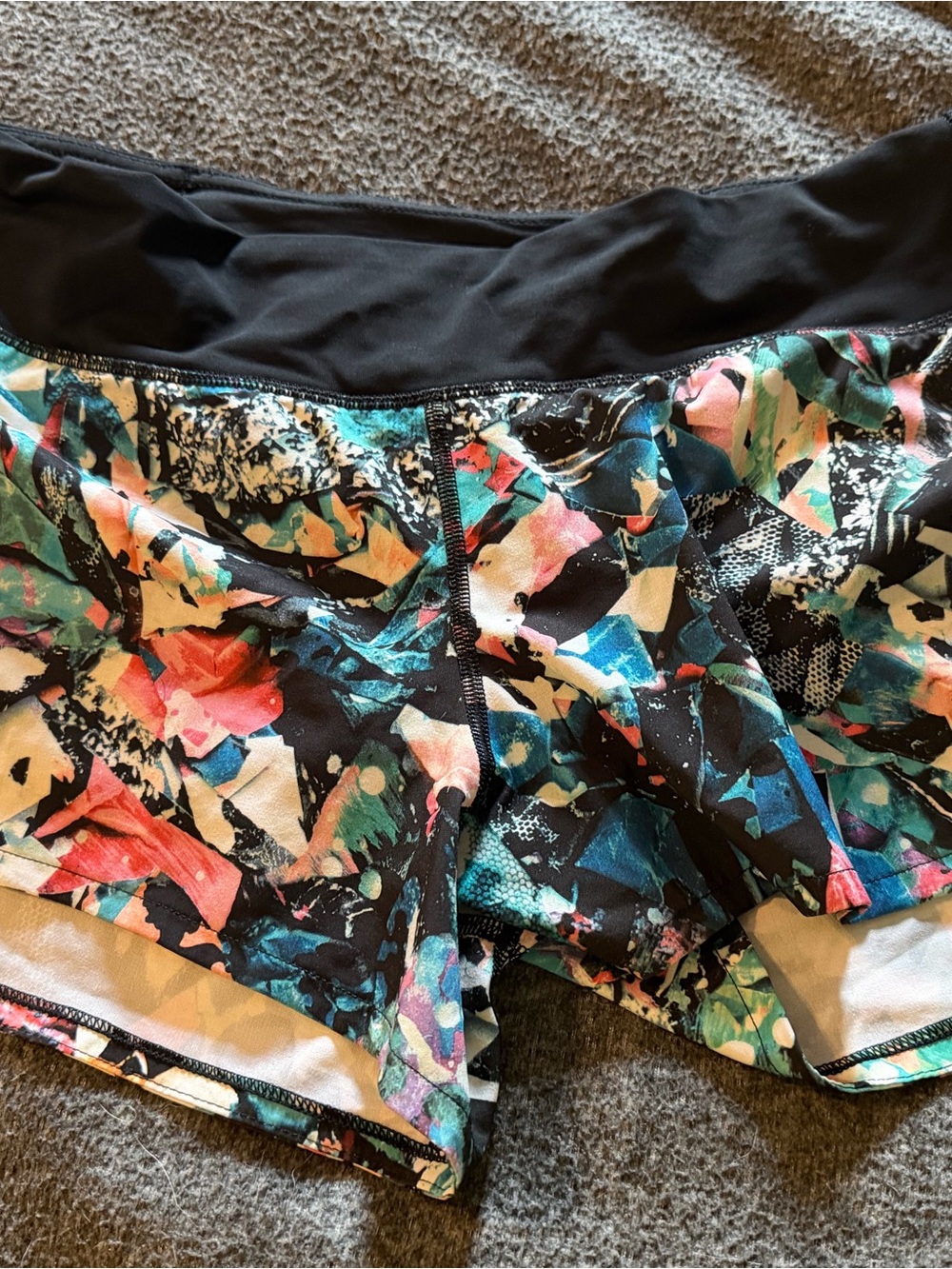 lululemon athletica Black Multicolor Abstract Athletic Shorts